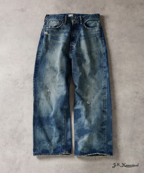 JOURNAL STANDARD J.S HOMESTEAD(ジャーナルスタンダードホームステッド)の「J.S.Homestead / エイジング デニム ワイド ネバダ(デニムパンツ・メンズ・コバルトブルー・MEDIUM/LARGE/SMALL)」の4枚目の写真