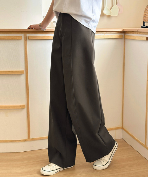 DAY CLOSET（デイ クローゼット）の「【大きいサイズ有】ゆるっと華奢魅せワイドシルエット。ツイルハイウエストカーブパンツ スラックス レディース（スラックス・レディース・ブラック/ダークグレー/ダークブラウン/キナリ・M/S/L/XL）」の20枚目の写真