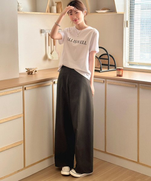 DAY CLOSET（デイ クローゼット）の「【大きいサイズ有】ゆるっと華奢魅せワイドシルエット。ツイルハイウエストカーブパンツ スラックス レディース（スラックス・レディース・ブラック/ダークグレー/ダークブラウン/キナリ・M/S/L/XL）」の22枚目の写真