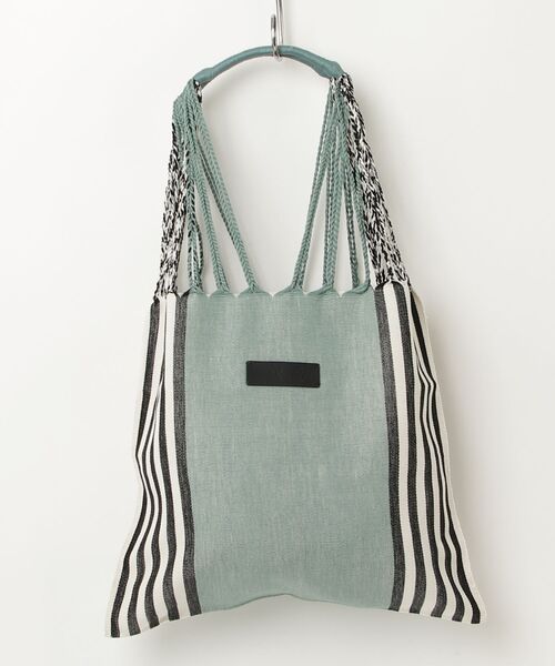 MASSIVE STORE(マッシブストア)の「【Moon Bird/ムーンバード】手織りのハンモックバッグ (L) MBHL010180261(トートバッグ・メンズ・ブラック/ライトグリーン・FREE)」の2枚目の写真