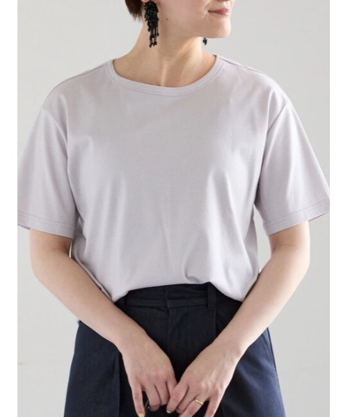 Te chichi（テチチ）の「【調温】ミニマルネックTシャツ（Tシャツ/カットソー・レディース・ブラック/オフホワイト/グレー/ピンク・F）」の3枚目の写真