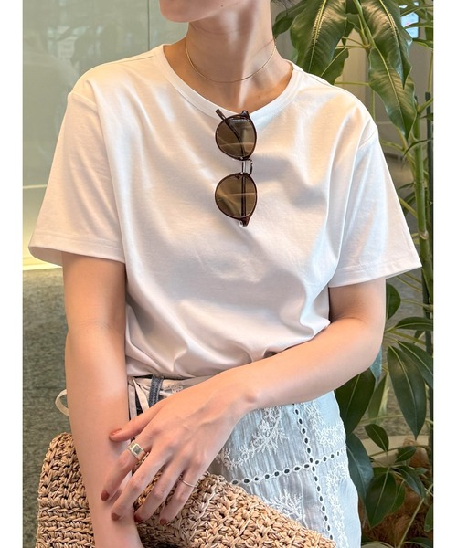 Te chichi（テチチ）の「【調温】ミニマルネックTシャツ（Tシャツ/カットソー・レディース・ブラック/オフホワイト/グレー/ピンク・F）」の9枚目の写真