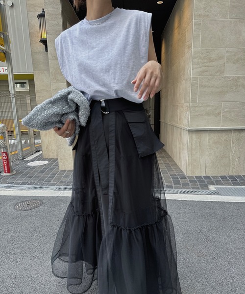 nananamoe(ナナナモエ)の「new inside bratop layered tank / インサイドブラトップレイヤードタンク(Tシャツ/カットソー・レディース・ホワイト/ピンク/サンドベージュ/杢グレー/ブルー/ブラック・FREE)」の3枚目の写真
