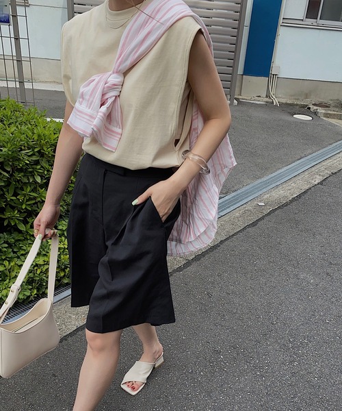 nananamoe(ナナナモエ)の「new inside bratop layered tank / インサイドブラトップレイヤードタンク(Tシャツ/カットソー・レディース・ホワイト/ピンク/サンドベージュ/杢グレー/ブルー/ブラック・FREE)」の4枚目の写真