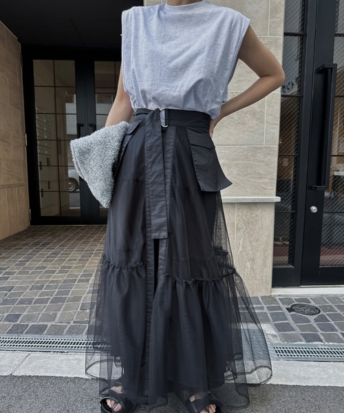 nananamoe(ナナナモエ)の「new inside bratop layered tank / インサイドブラトップレイヤードタンク(Tシャツ/カットソー・レディース・ホワイト/ピンク/サンドベージュ/杢グレー/ブルー/ブラック・FREE)」の8枚目の写真