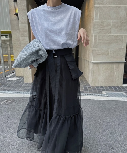 nananamoe(ナナナモエ)の「new inside bratop layered tank / インサイドブラトップレイヤードタンク(Tシャツ/カットソー・レディース・ホワイト/ピンク/サンドベージュ/杢グレー/ブルー/ブラック・FREE)」の9枚目の写真
