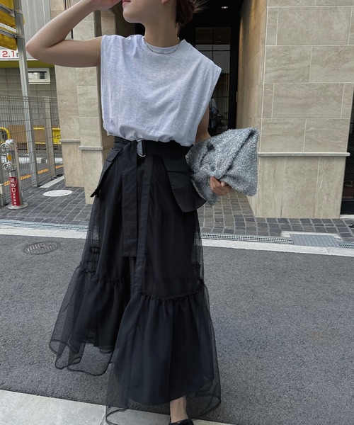nananamoe(ナナナモエ)の「new inside bratop layered tank / インサイドブラトップレイヤードタンク(Tシャツ/カットソー・レディース・ホワイト/ピンク/サンドベージュ/杢グレー/ブルー/ブラック・FREE)」の10枚目の写真