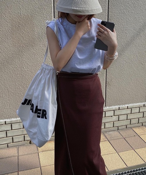 nananamoe(ナナナモエ)の「new inside bratop layered tank / インサイドブラトップレイヤードタンク(Tシャツ/カットソー・レディース・ホワイト/ピンク/サンドベージュ/杢グレー/ブルー/ブラック・FREE)」の12枚目の写真