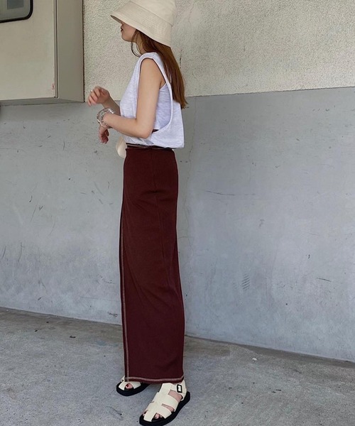 nananamoe(ナナナモエ)の「new inside bratop layered tank / インサイドブラトップレイヤードタンク(Tシャツ/カットソー・レディース・ホワイト/ピンク/サンドベージュ/杢グレー/ブルー/ブラック・FREE)」の14枚目の写真