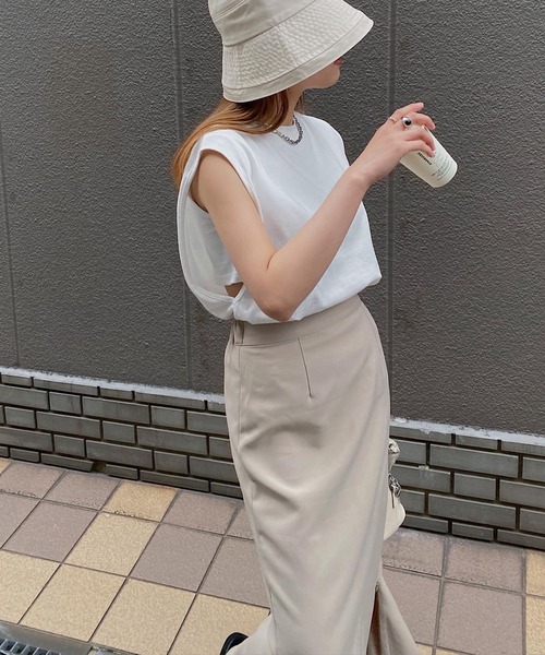 nananamoe(ナナナモエ)の「new inside bratop layered tank / インサイドブラトップレイヤードタンク(Tシャツ/カットソー・レディース・ホワイト/ピンク/サンドベージュ/杢グレー/ブルー/ブラック・FREE)」の15枚目の写真