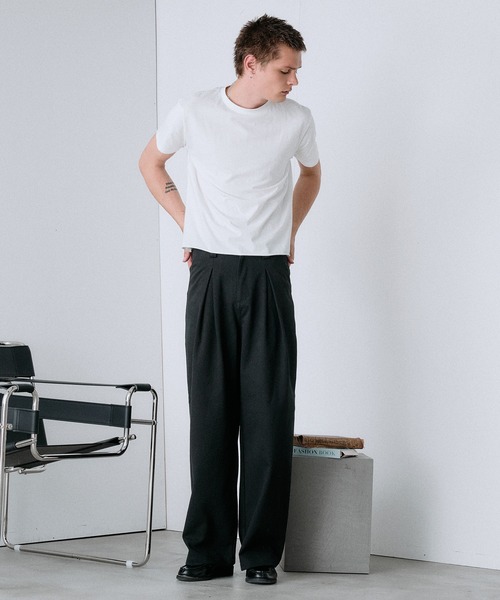Regen Glanz(レーゲングランツ)の「deep front tuck volume cotton pants / ディープフロントタックボリュームコットンパンツ(その他パンツ・メンズ・ベージュ/ブラック/ライトホワイト・LARGE/SMALL/MEDIUM)」の12枚目の写真