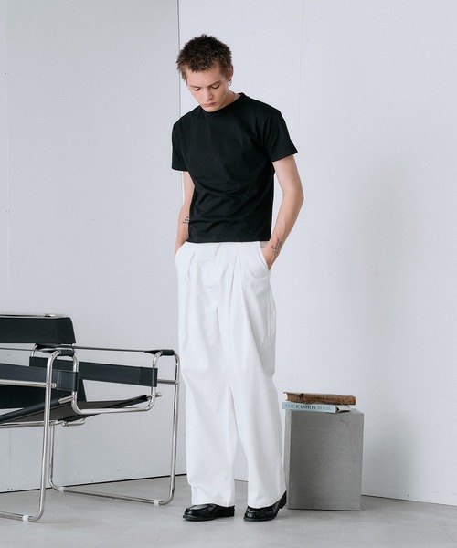 Regen Glanz(レーゲングランツ)の「deep front tuck volume cotton pants / ディープフロントタックボリュームコットンパンツ(その他パンツ・メンズ・ベージュ/ブラック/ライトホワイト・LARGE/SMALL/MEDIUM)」の21枚目の写真
