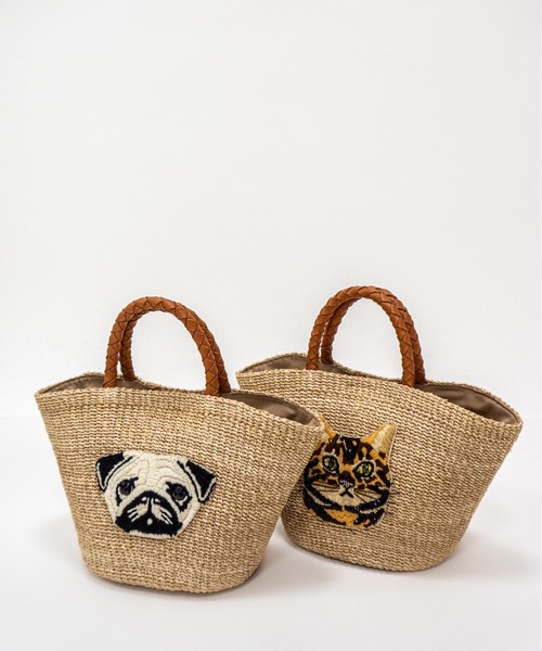VIOLAd'ORO/ヴィオラドーロ】かごバッグ 刺繍ワッペン入りアバカ製