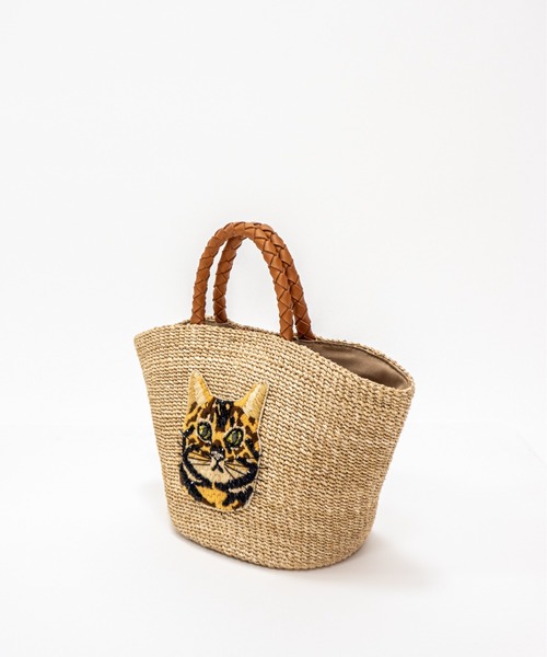 VIOLAd'ORO/ヴィオラドーロ】かごバッグ 刺繍ワッペン入りアバカ製