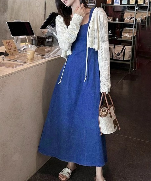Miniministore(ミニミニストア)の「デニム風 ロングワンピース ノースリーブ(ワンピース・レディース・インディゴブルー・M/XL/L)」の10枚目の写真