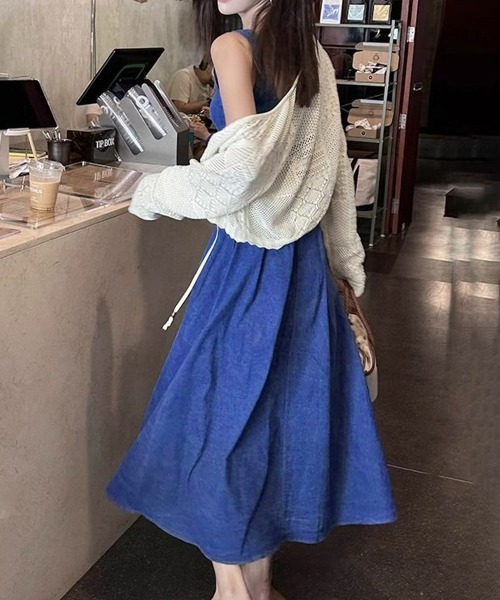 Miniministore(ミニミニストア)の「デニム風 ロングワンピース ノースリーブ(ワンピース・レディース・インディゴブルー・M/XL/L)」の11枚目の写真