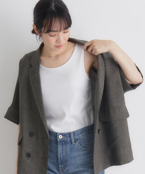 Right-on(ライトオン)の「【HONEYSUCKLE ROSE】2WAYタンクトップ (リブ / スクエアネック / クルーネック / 細見え)(タンクトップ・レディース・ブラック/ホワイト/ピンク/グリーン/ブラウン・M/L/S)」の2枚目の写真