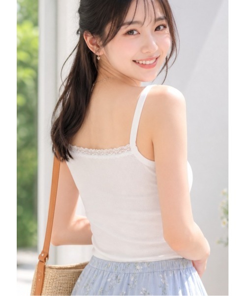 LAUTRE COTE(ロウトレコウト)の「カップ付きレースリブキャミソール(キャミソール・レディース・ホワイト/ピンク/ブラック・FREE)」の7枚目の写真