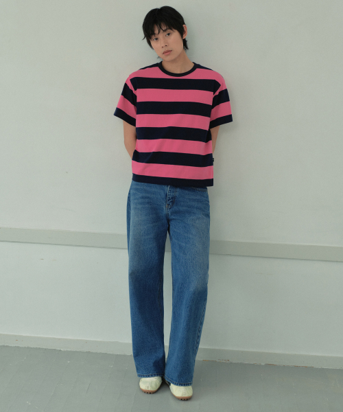 WEDNESDAY OASIS（ウェンズデーオアシス）の「メロンストライプ半袖Tシャツ_PINK(WB6TP26)（Tシャツ/カットソー・メンズ・PINK・MEDIUM/LARGE）」の4枚目の写真