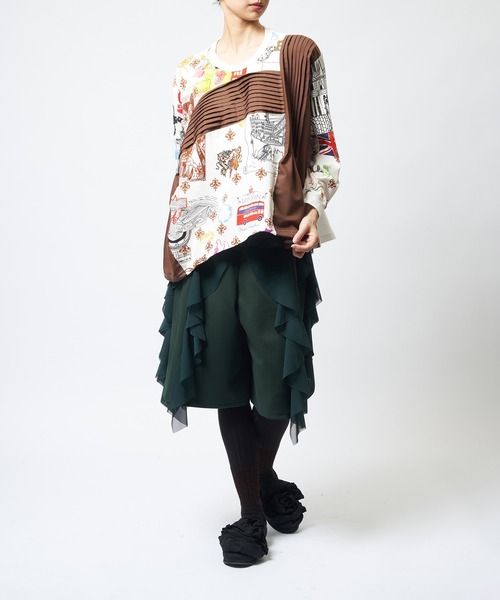 gomme（ゴム）の「ロンドンタックフレアＴ（Tシャツ/カットソー・レディース・ブラック/ホワイト・MEDIUM）」の4枚目の写真