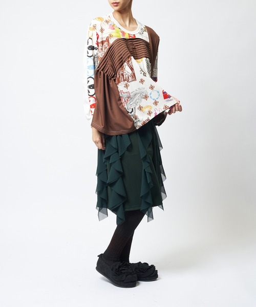 gomme（ゴム）の「ロンドンタックフレアＴ（Tシャツ/カットソー・レディース・ブラック/ホワイト・MEDIUM）」の5枚目の写真