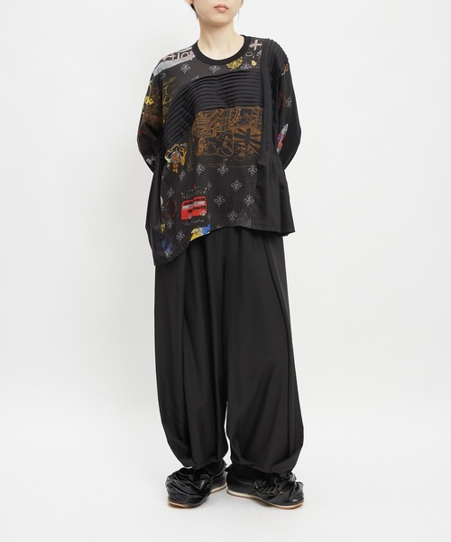 gomme（ゴム）の「ロンドンタックフレアＴ（Tシャツ/カットソー・レディース・ブラック/ホワイト・MEDIUM）」の6枚目の写真
