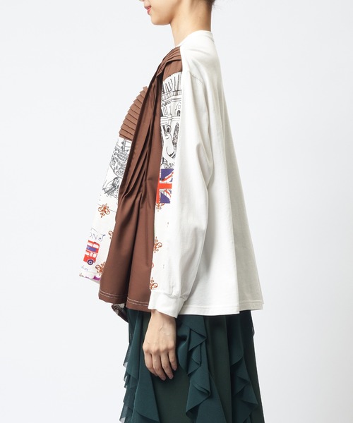 gomme（ゴム）の「ロンドンタックフレアＴ（Tシャツ/カットソー・レディース・ブラック/ホワイト・MEDIUM）」の10枚目の写真