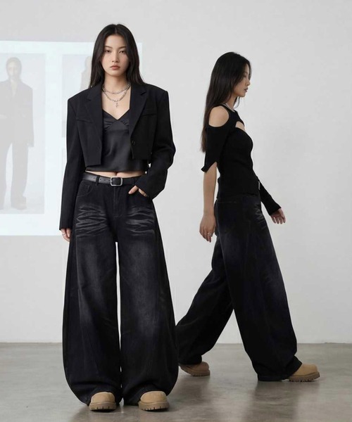 SBG(エスビー)の「SBG ウォッシュ加工 カーブデニムパンツ(デニムパンツ・メンズ・ブルー/ブラック・SMALL/LARGE/MEDIUM)」の7枚目の写真