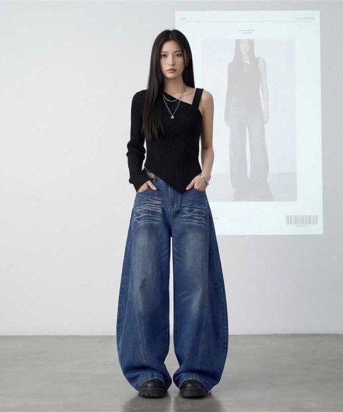 SBG(エスビー)の「SBG ウォッシュ加工 カーブデニムパンツ(デニムパンツ・メンズ・ブルー/ブラック・SMALL/LARGE/MEDIUM)」の10枚目の写真