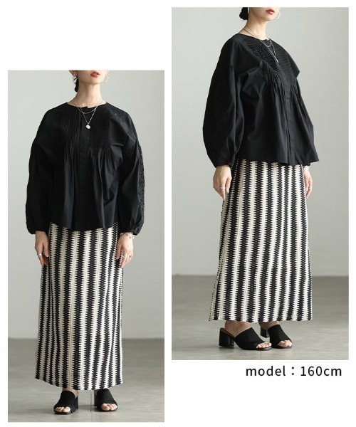Sawa a la mode(サワアラモード)の「インド綿ピンタックブラウス(シャツ/ブラウス・レディース・ホワイト/ブラック・FREE)」の3枚目の写真