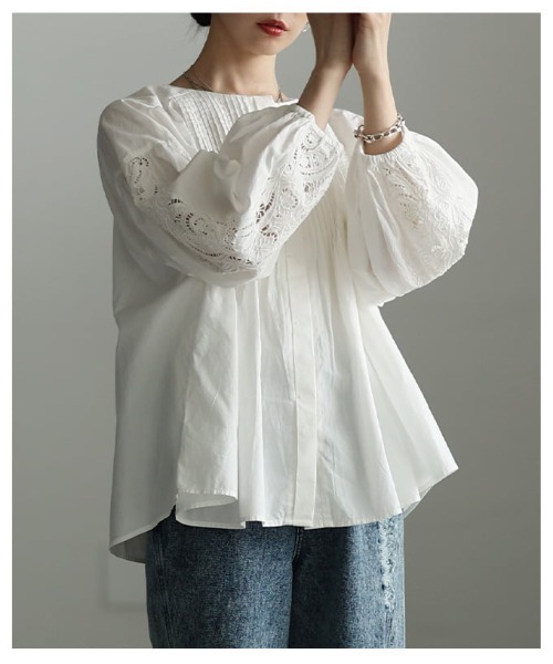 Sawa a la mode(サワアラモード)の「インド綿ピンタックブラウス(シャツ/ブラウス・レディース・ホワイト/ブラック・FREE)」の11枚目の写真