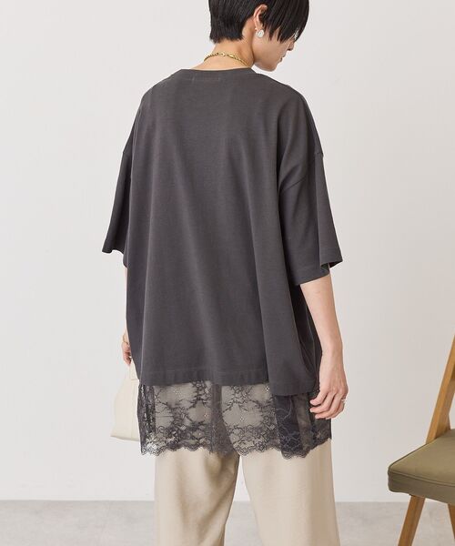 AMERICAN HOLIC(アメリカンホリック)の「カレッジロゴレースドッキングTシャツ(Tシャツ/カットソー・レディース・チャコールグレー/オフホワイト/ブラック・FREE)」の19枚目の写真