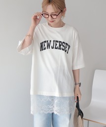 AMERICAN HOLIC | カレッジロゴレースドッキングTシャツ(Tシャツ/カットソー)