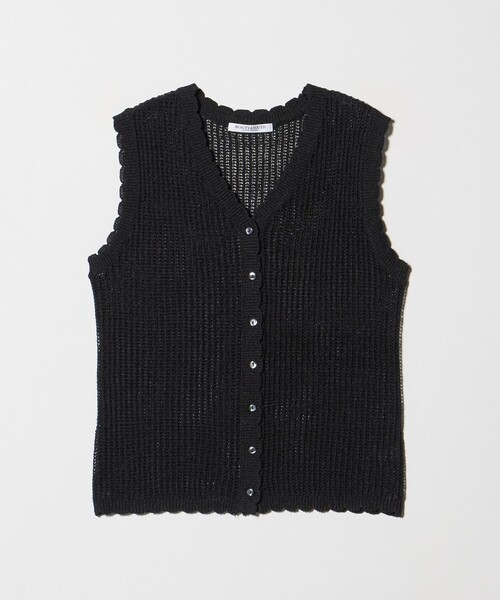 BEAUTY&YOUTH UNITED ARROWS(ビューティーアンドユースユナイテッドアローズ)の「スカラップ Vネック メッシュ ニットベスト(ベスト・レディース・ブラック・FREE)」の1枚目の写真
