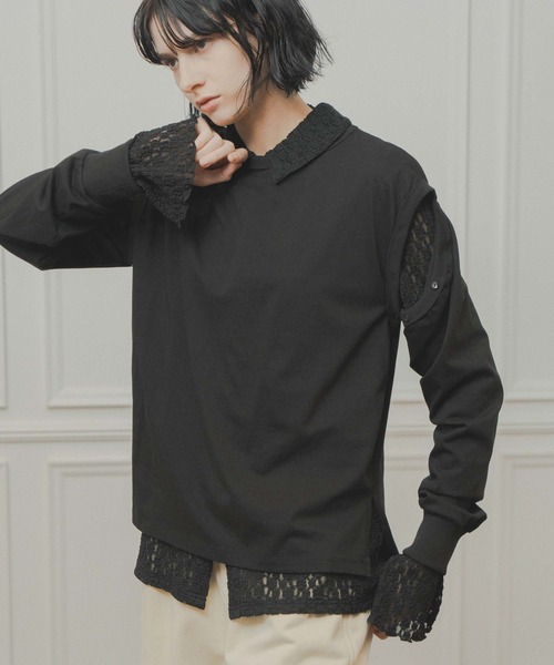 WHYTO.(ホワイト)の「「WHYTO. / ホワイト」lace button shirt(シャツ/ブラウス・レディース・オフホワイト/ブラック/ブラウン・36/38)」の1枚目の写真