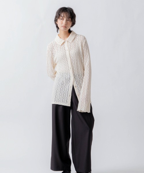 WHYTO.(ホワイト)の「「WHYTO. / ホワイト」lace button shirt(シャツ/ブラウス・レディース・オフホワイト/ブラック/ブラウン・36/38)」の12枚目の写真
