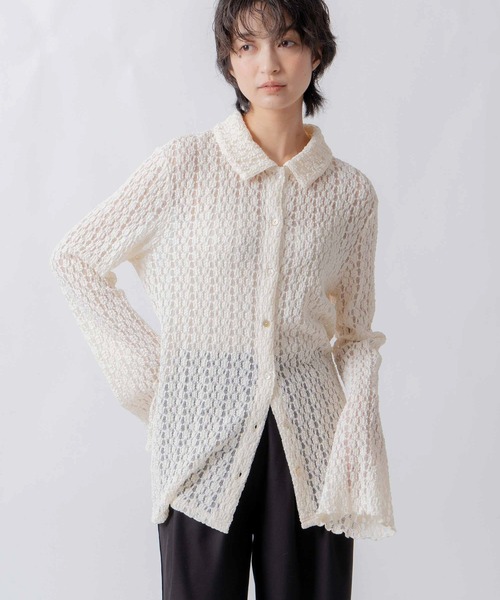 WHYTO.(ホワイト)の「「WHYTO. / ホワイト」lace button shirt(シャツ/ブラウス・レディース・オフホワイト/ブラック/ブラウン・36/38)」の13枚目の写真