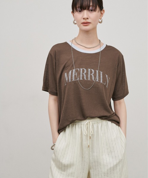 LARUTA（ラルータ）の「【LARUTA】リンガーロゴTee（Tシャツ/カットソー・レディース・ブラウン/ライトベージュ/チャコールグレー・FREE）」の2枚目の写真
