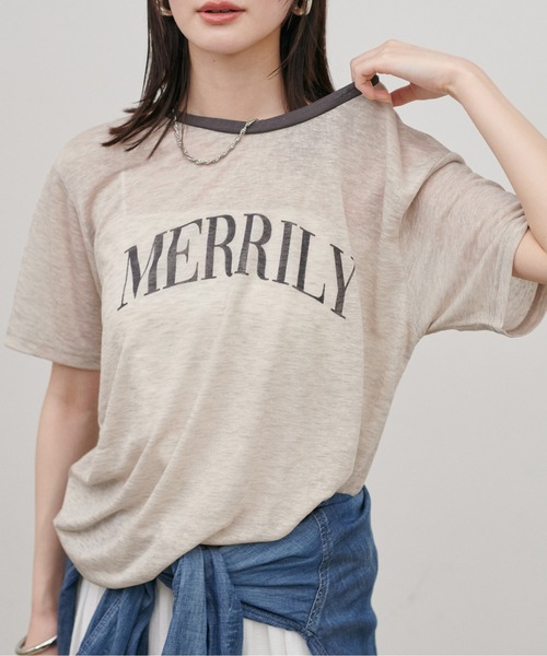 LARUTA（ラルータ）の「【LARUTA】リンガーロゴTee（Tシャツ/カットソー・レディース・ブラウン/ライトベージュ/チャコールグレー・FREE）」の3枚目の写真