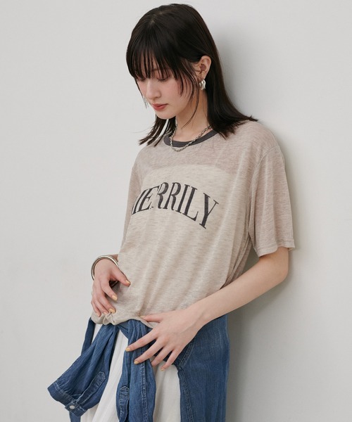 LARUTA（ラルータ）の「【LARUTA】リンガーロゴTee（Tシャツ/カットソー・レディース・ブラウン/ライトベージュ/チャコールグレー・FREE）」の15枚目の写真