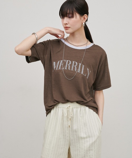 LARUTA（ラルータ）の「【LARUTA】リンガーロゴTee（Tシャツ/カットソー・レディース・ブラウン/ライトベージュ/チャコールグレー・FREE）」の11枚目の写真