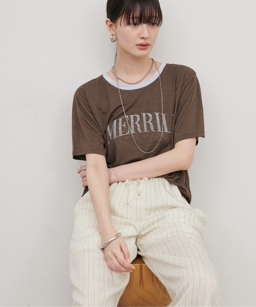 LARUTA（ラルータ）の「【LARUTA】リンガーロゴTee（Tシャツ/カットソー・レディース・ブラウン/ライトベージュ/チャコールグレー・FREE）」の10枚目の写真