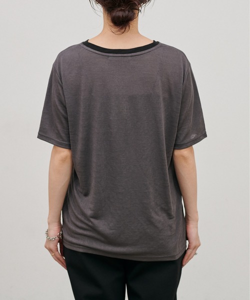 LARUTA（ラルータ）の「【LARUTA】リンガーロゴTee（Tシャツ/カットソー・レディース・ブラウン/ライトベージュ/チャコールグレー・FREE）」の22枚目の写真