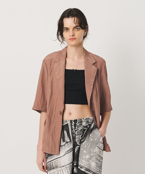 H BEAUTY&YOUTH UNITED ARROWS(エイチビューティーアンドユースユナイテッドアローズ)の「<H>ハーフスリーブ ジャケット(テーラードジャケット・レディース・ブラウン系/ブラック・S/M)」の2枚目の写真