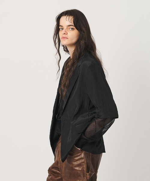 H BEAUTY&YOUTH UNITED ARROWS(エイチビューティーアンドユースユナイテッドアローズ)の「<H>ハーフスリーブ ジャケット(テーラードジャケット・レディース・ブラウン系/ブラック・S/M)」の4枚目の写真