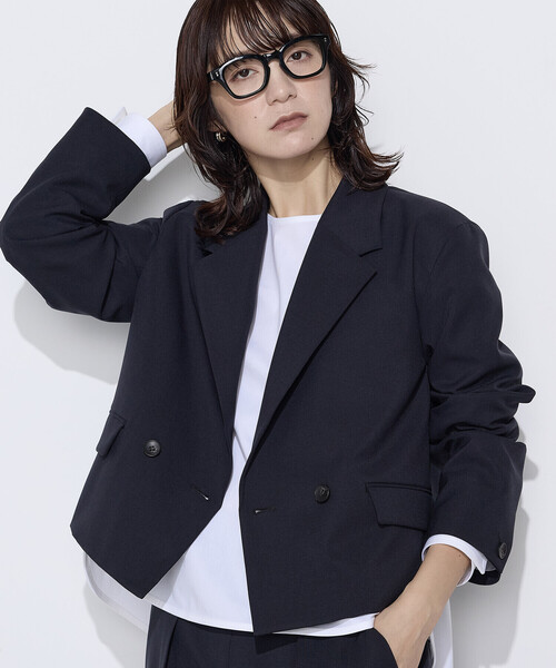 コムデギャルソン　ネイビー ショート丈ジャケット　春秋　S COMME CA｜コムサのジャケット/アウター（ブルー・ネイビー/青色系