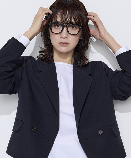 COMME CA Wardrobe(コムサワードローブ)の「〔 +サイズ 〕 【セットアップ対応】パウダープレーンストレッチ ショートダブルジャケット(セットアップ・レディース・ネイビー/ブラウン・13号/15号)」の22枚目の写真