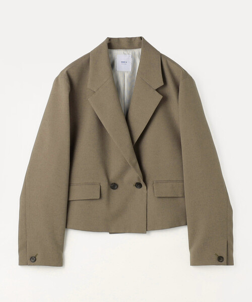 COMME CA Wardrobe(コムサワードローブ)の「〔 +サイズ 〕 【セットアップ対応】パウダープレーンストレッチ ショートダブルジャケット(セットアップ・レディース・ネイビー/ブラウン・13号/15号)」の10枚目の写真