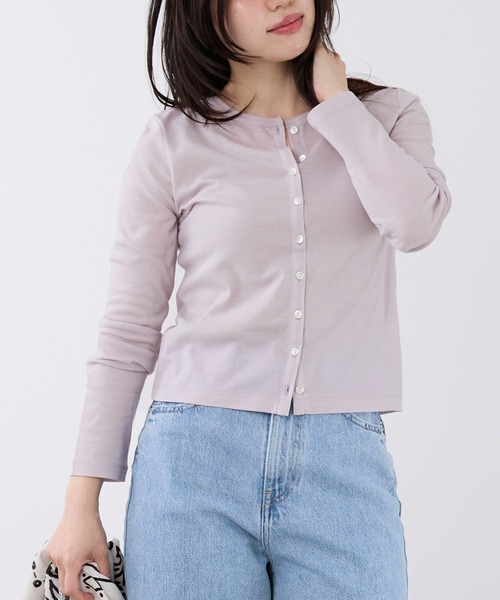 MICA&DEAL（マイカ＆ディール）の「シアークルーネックカーディガン（カーディガン/ボレロ・レディース・ライトブルー/ベージュ/ホワイト/ライトグレー・FREE）」の2枚目の写真