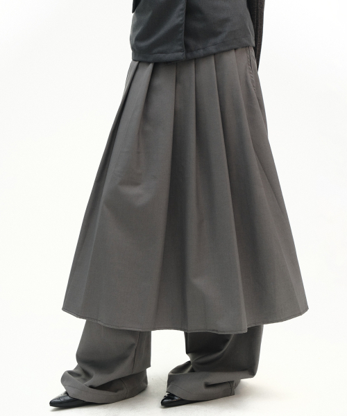 PLACE STUDIO（プレイススタジオ）の「フレアプリーツレイヤードミディスカートワイドパンツセットアップ_2COLOR（その他パンツ・レディース・ブラック/グレー・FREE）」の6枚目の写真